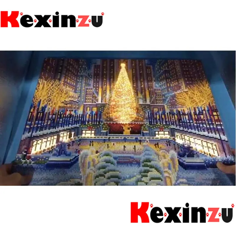 Kexinzu светодиодный светильник Полный Круглый дрель 5D DIY алмазная живопись 3D вышивка мозаика вышивка крестиком 5D Декор подарок 40x50 см