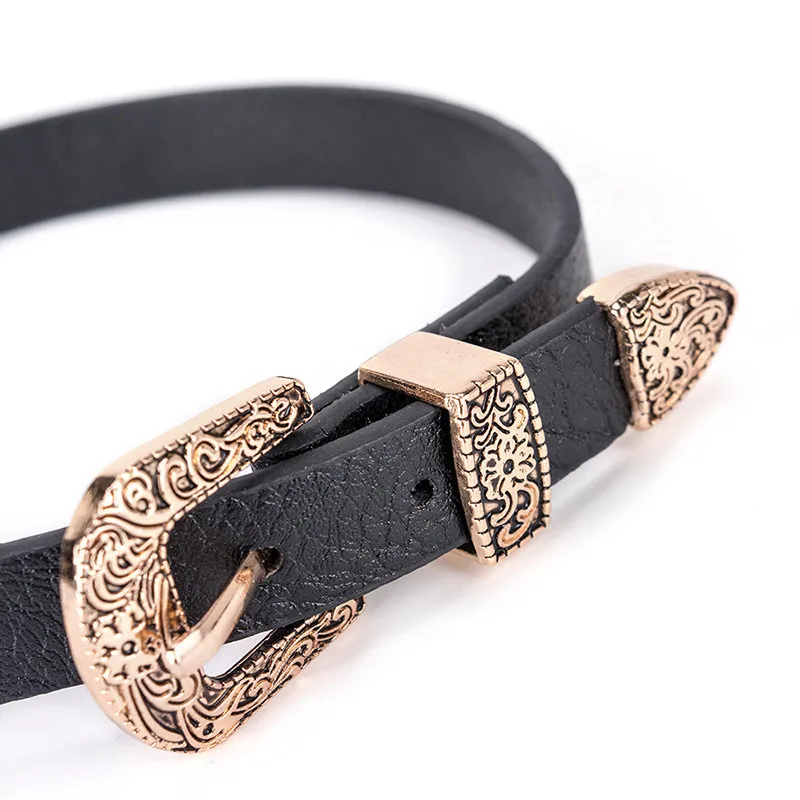 Женское винтажное ожерелье чокер из искусственной кожи с двойной