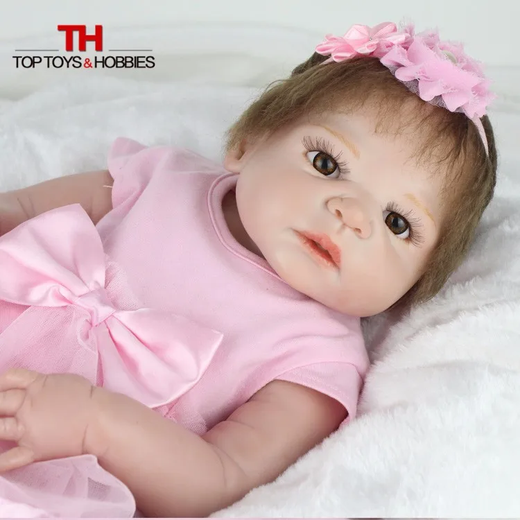 NPKDOLL 55 см Bebe Кукла Reborn полностью силиконовая Девочка Младенцы карие глаза ребенок подарок на день рождения реалистичные очаровательные Куклы Born игрушки