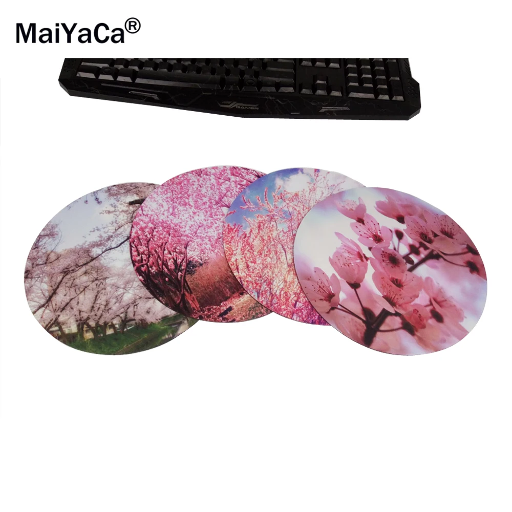 Коврик для мыши MaiYaCa с узором под Сакуру и деревьями маленький круглый игровой