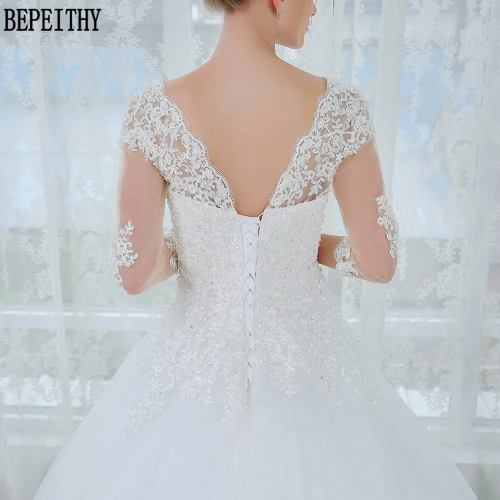 Женское свадебное платье BEPEITHY кружевное Тюлевое платье-трапеция с полурукавами