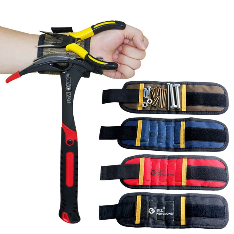 Magnetic Wristband 290mm With 5pcs Strong Magnets Oxford Cloth Pocket Tool Electrician Tools Bag For Holding Screws