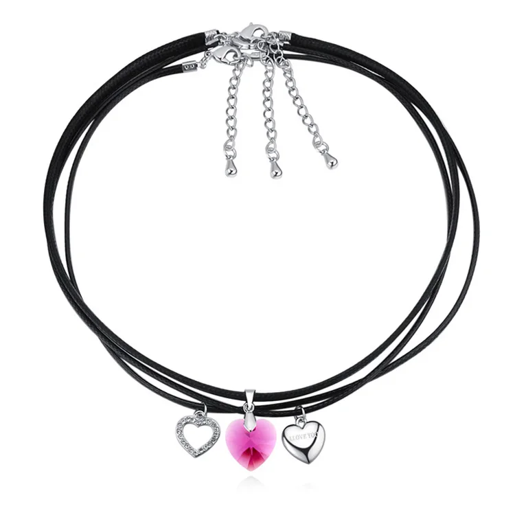 3 шт. кристаллами от Сваровски Сердце колье в винтажном стиле Rope Chain ювелирные