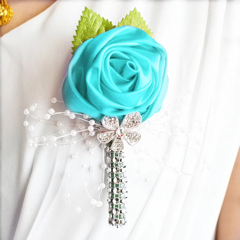 Совершенно новая бутоньерка для жениха атласная роза Мужская свадебной