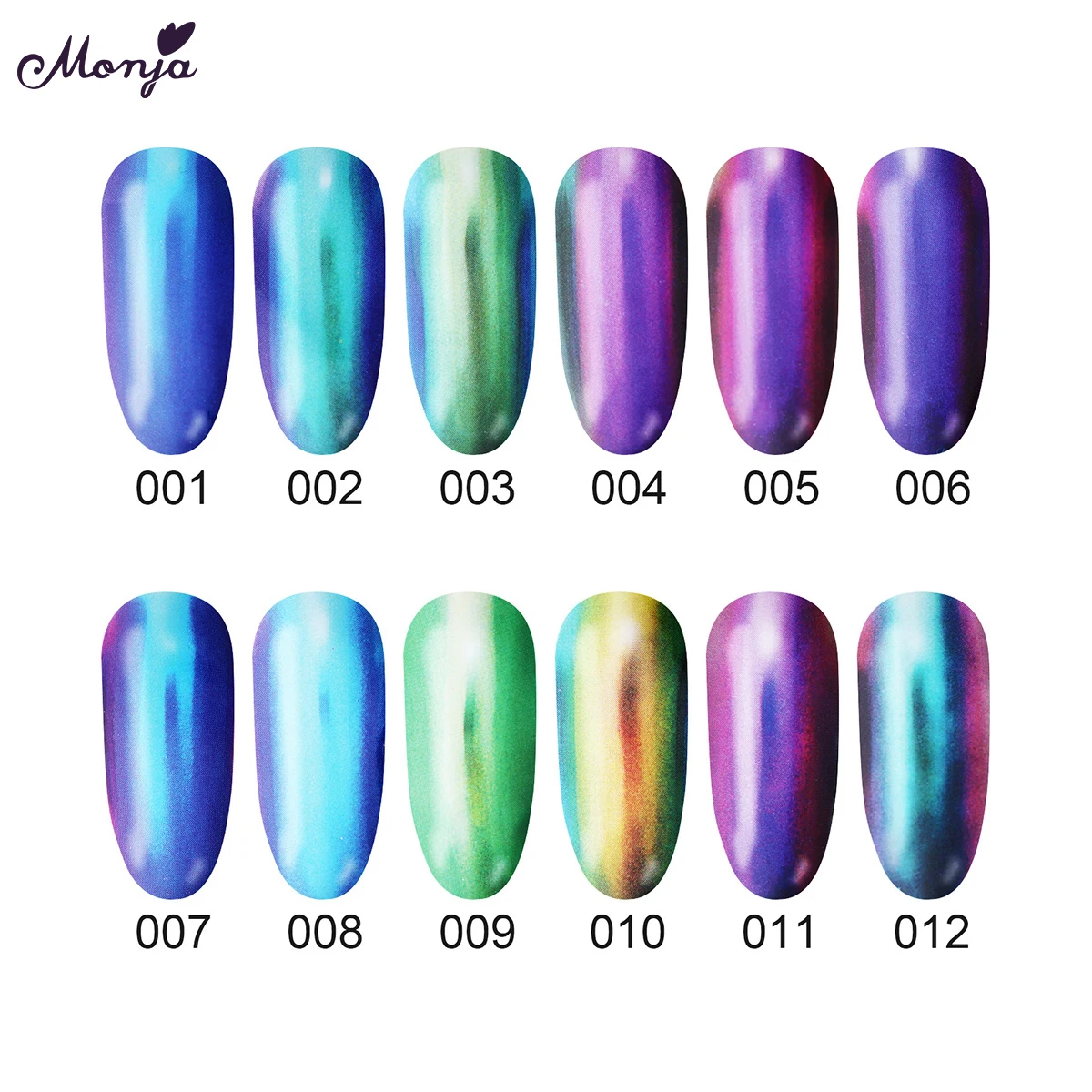 Monja 12 цветов волшебное зеркало порошок мерцающий пылезащитный блеск DIY Nail Art хром