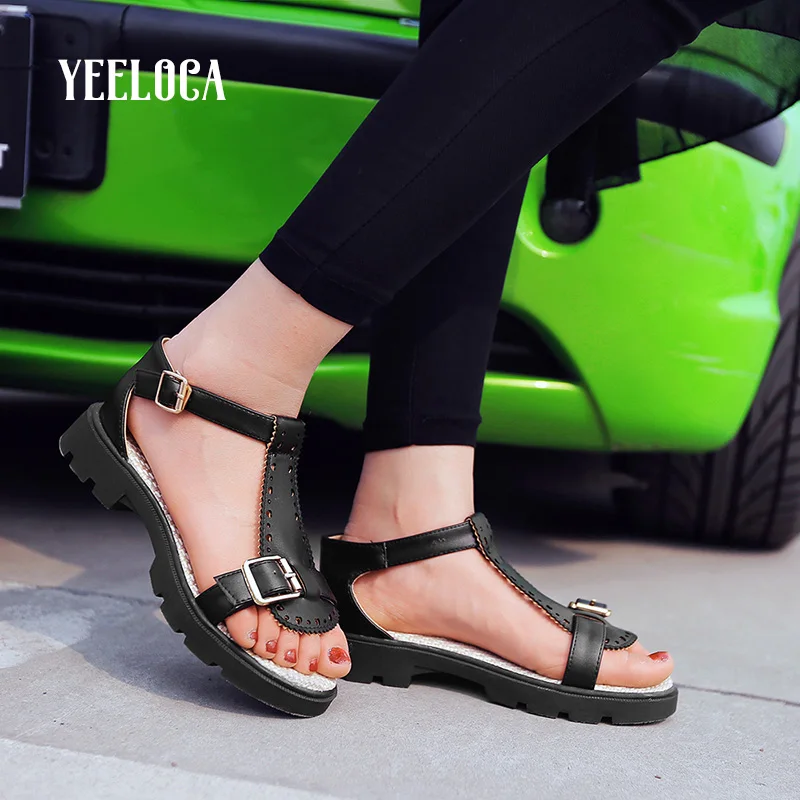 Женские сандалии на плоской подошве YEELOCA пляжные повседневные платформе с