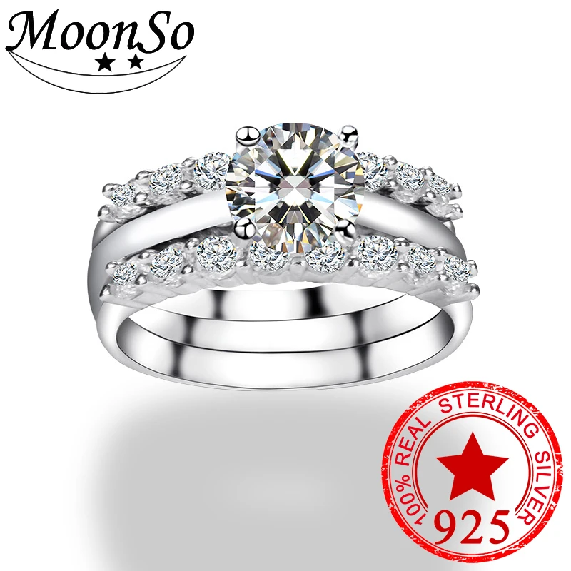 

925 sterling silver 3 in 1 pieces wedding engagement ring sets for women bridal groom bride finger jewelry Black Friday R4324S