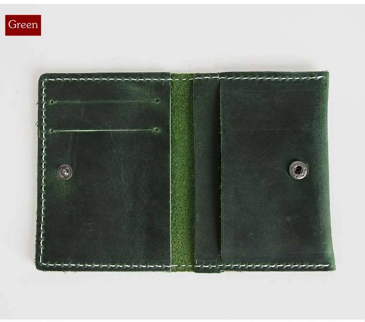 Green EACME, ручной работы, Воловья кожа, чехол для карт, Ретро стиль, Crazy Horse, кожа, мини, на застежке, кошельки для карт, мужские, тонкие, нежные, кредитный держатель для карт, наличные - Цвет: Green
