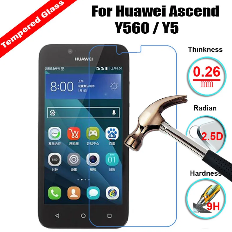 9H 2.5D Закаленное стекло для Huawei Y560 Y5 устойчивое к царапинам Ультра тонкое ультра
