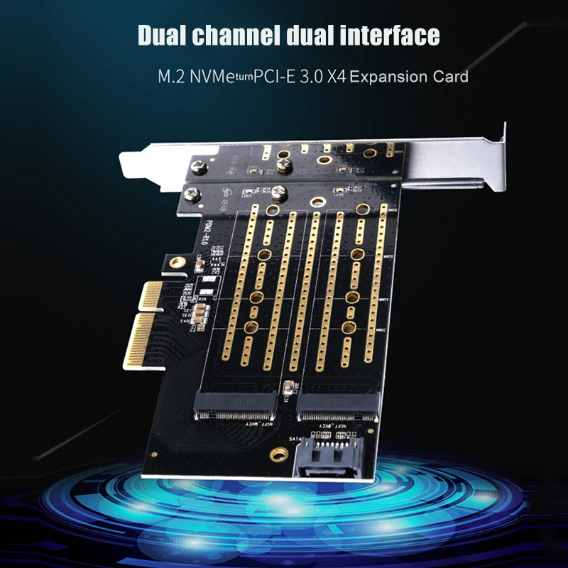 

Expansion Card Dual Channel Ports M.2 NVME to PCI-E X4 Support SATA QJY99
