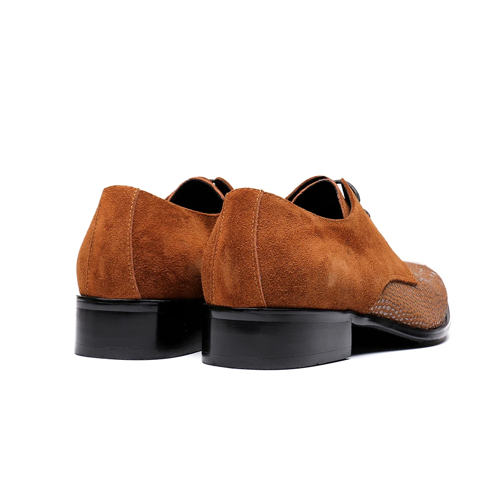 

Christia Bella Fashion Scale Suede Leather Men Office Oxfords Shoes Large Size Pointed Toe Lace Up Formal Party Dress Shoes