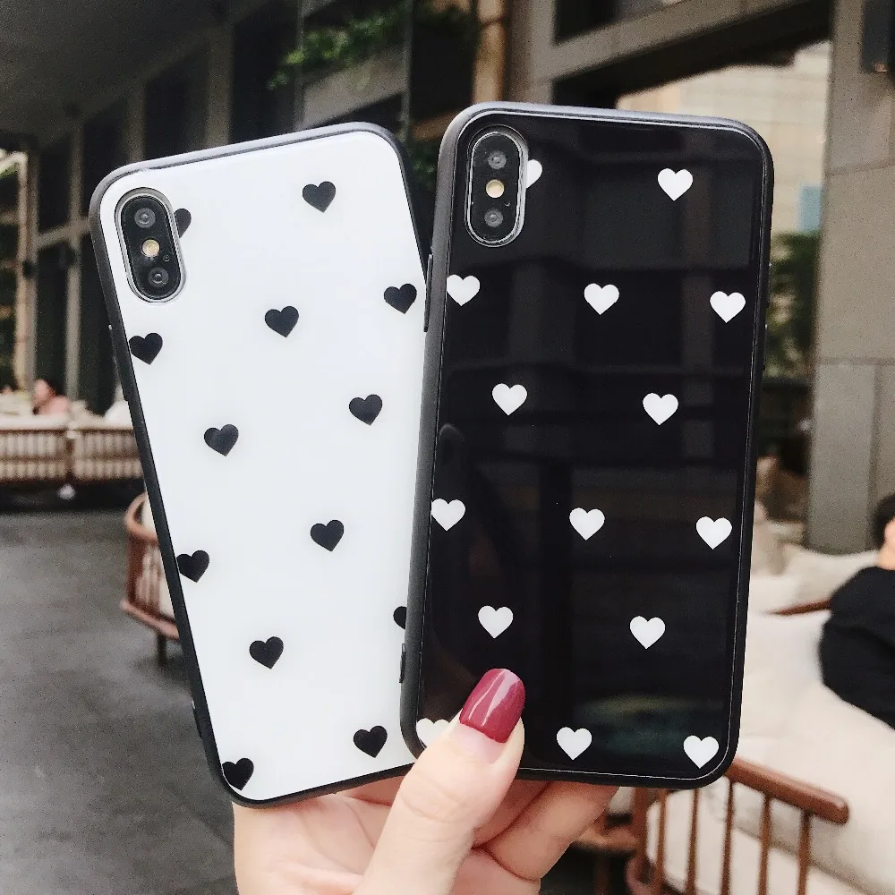 Jomanga прекрасное сердце закаленное стекло чехол для телефона iphone XS Max XR Милые анти