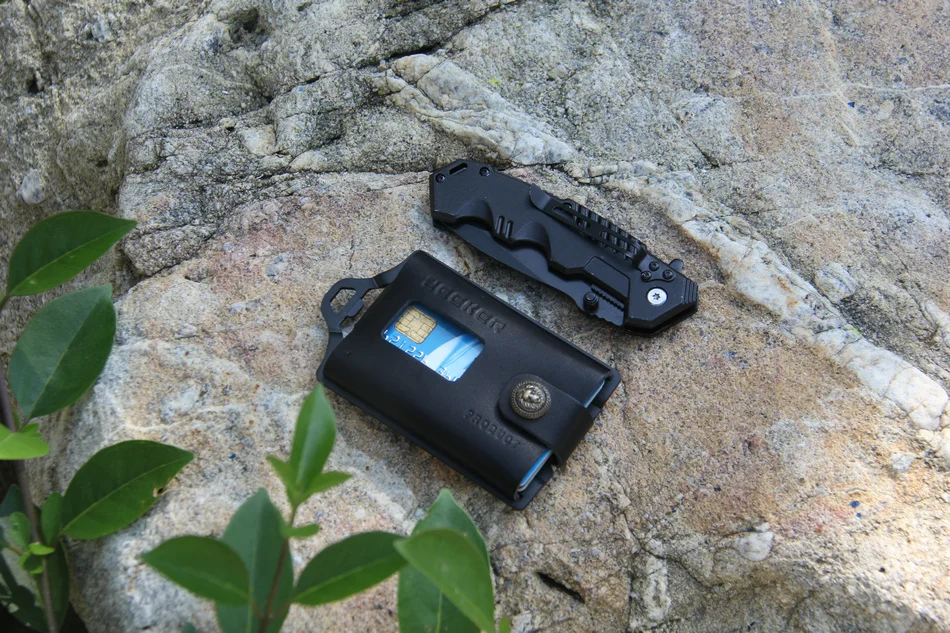 ZEEKER Металл Rfid Блокировка Карты ID держатель кредитных карт кошельки Кожаный минималистичный кошелек передний карман кошелек-хаки