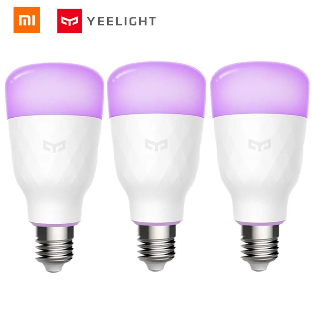 Умная Светодиодная лампа xiaomi mijia Yeelight YLDP06YL E26/E27 10 Вт RGBW работает с Amazon Alexa AC100 240V