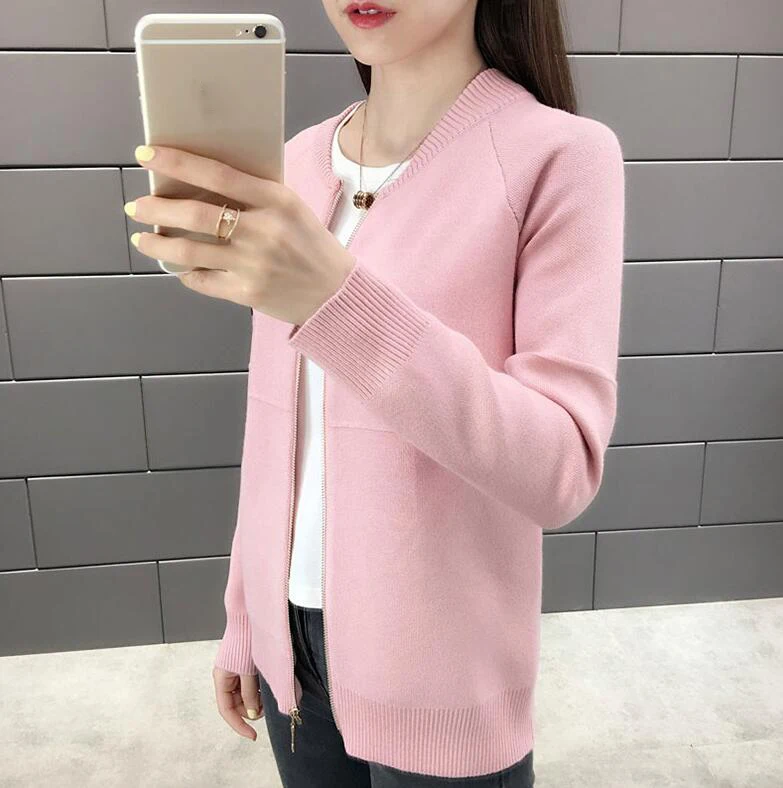 Women Cardigan New Fashion Autumn Casual Long Sleeve zipper Short Knitted Sweater Cardigan Coat For Women knit Jacket Tops