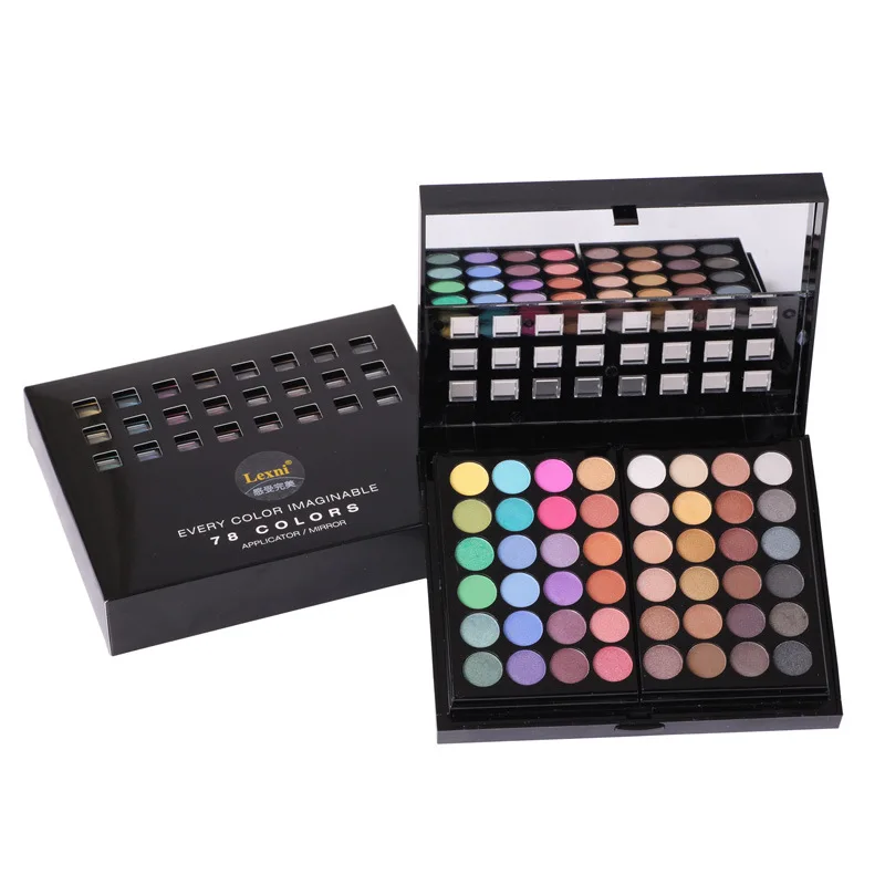 Новинка 78 полноцветный Pro макияж установить комплект для век блеск губ палитра