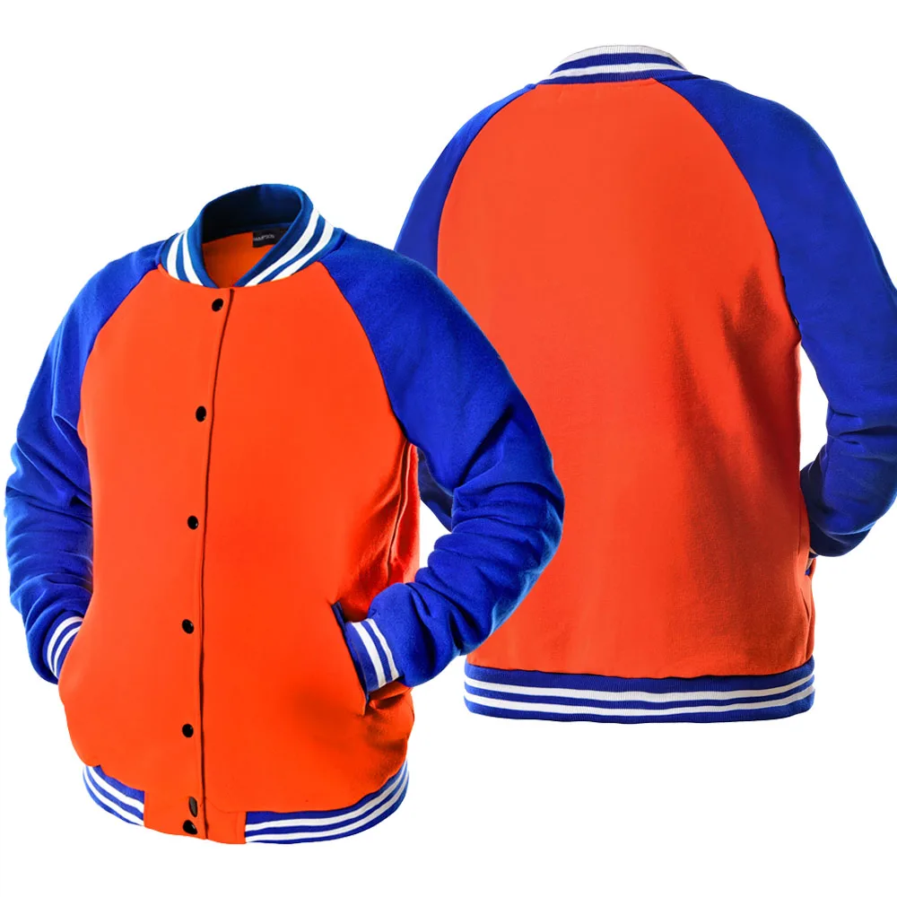 orange blue Мужская и женская уличная одежда унисекс, толстовки, одноцветные однобортные бейсбольные куртки, спортивные костюмы для фитнеса, одежда на весну и осень - Цвет: orange blue