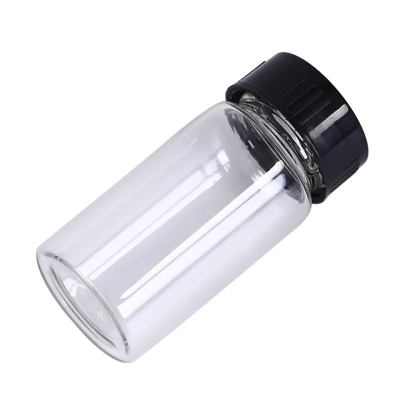 

1pc Transparent Glass Bottle With Black Screw Cap 20ml Clear Lab Glass Vials Bottles Containers Liquid Sample Glass Bottles
