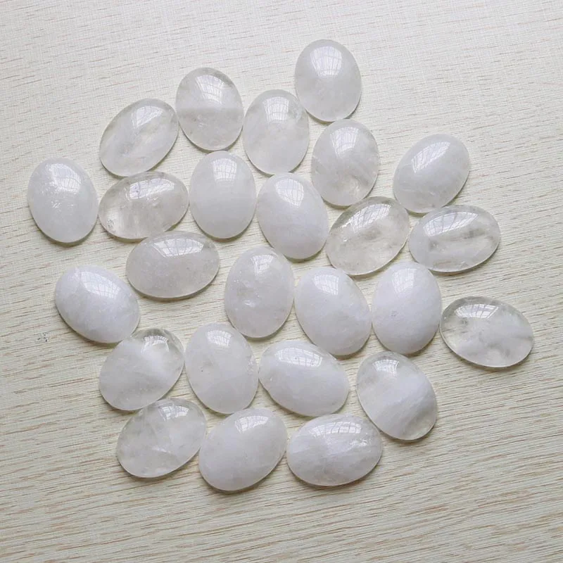 

10pcs/lot Natural White Quartz Stone Gem Oval Beads Cabochon CAB No Hole 22x30mm for Jewelry Making Valentine gift free