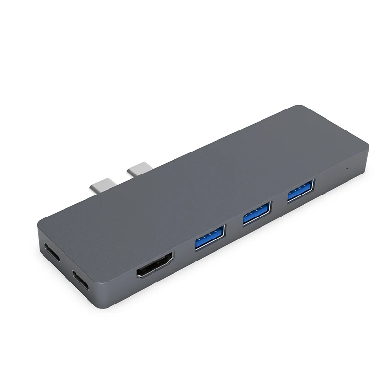Прямая поставка двойной Type C 7в1 USB3.0 Тип концентратор HDMI RJ45 адаптер для MacBookPro OTG USB
