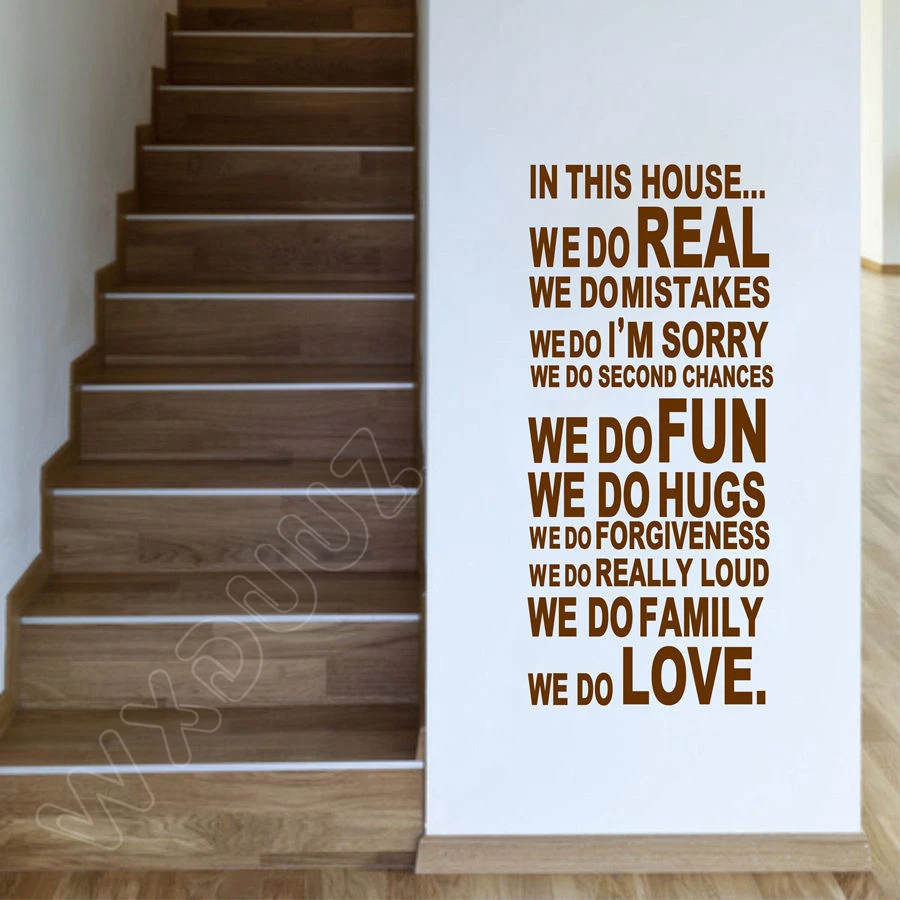 WXDUUZ House Rules In This WE DO FUN LOVE FAMILY Art Quote Wall Stickers Home Decor виниловый постер B58 | Дом и сад