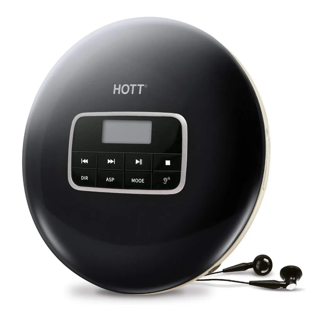 

2021 HOTT Portable CD Player With LCD Headphone Jack Anti-Slip Shockproof Protection Compact Music Disc Walkman Player CD 511