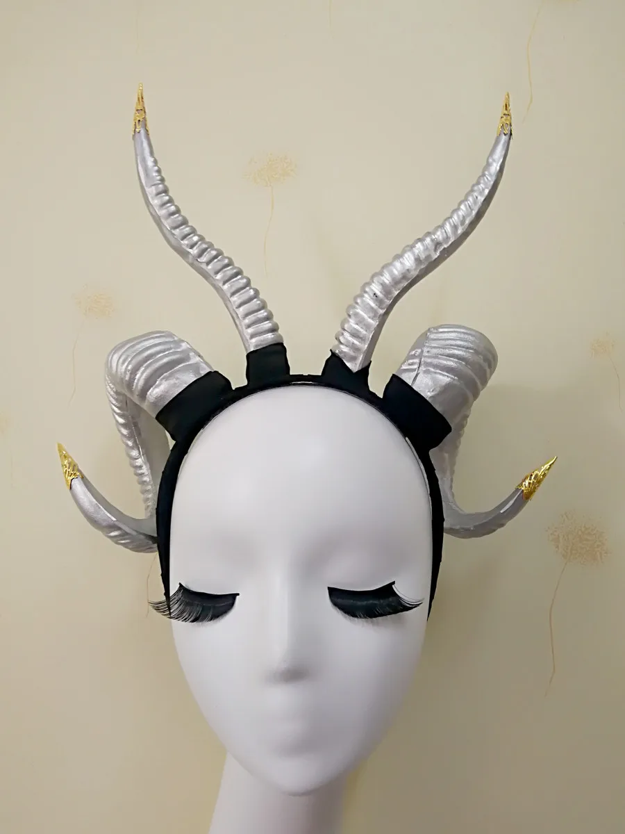 silver-gold Gothicpunk Ram овчина Рог оголовье стимпанк Коза ободок с рогом рога головной убор Готический Ram Рога головная повязка, аксессуары для волос - Цвет: silver-gold