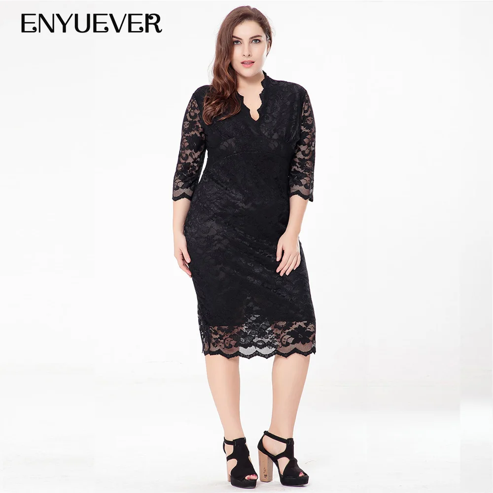 Enyuever плюс Размеры Офисные наряды для Для женщин 5XL 6XL Осень Элегантный Половина