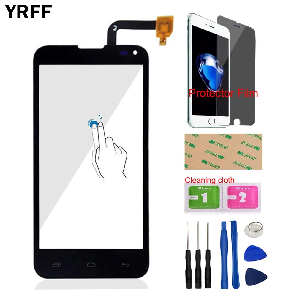Сенсорный экран дигитайзер панель для Fly IQ4415 IQ 4415 Сенсорный Экран 4,5 ''Переднее стекло Сенсорные Инструменты Защитная Пленка Клей - Color: Black With Tools