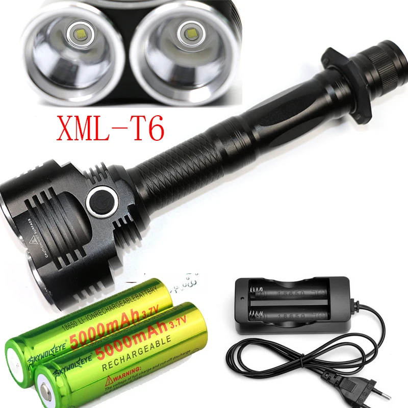 XM L 2x T6 6000 люмен cree светодиодный фонарик led 18650 4 режима + зарядное устройство