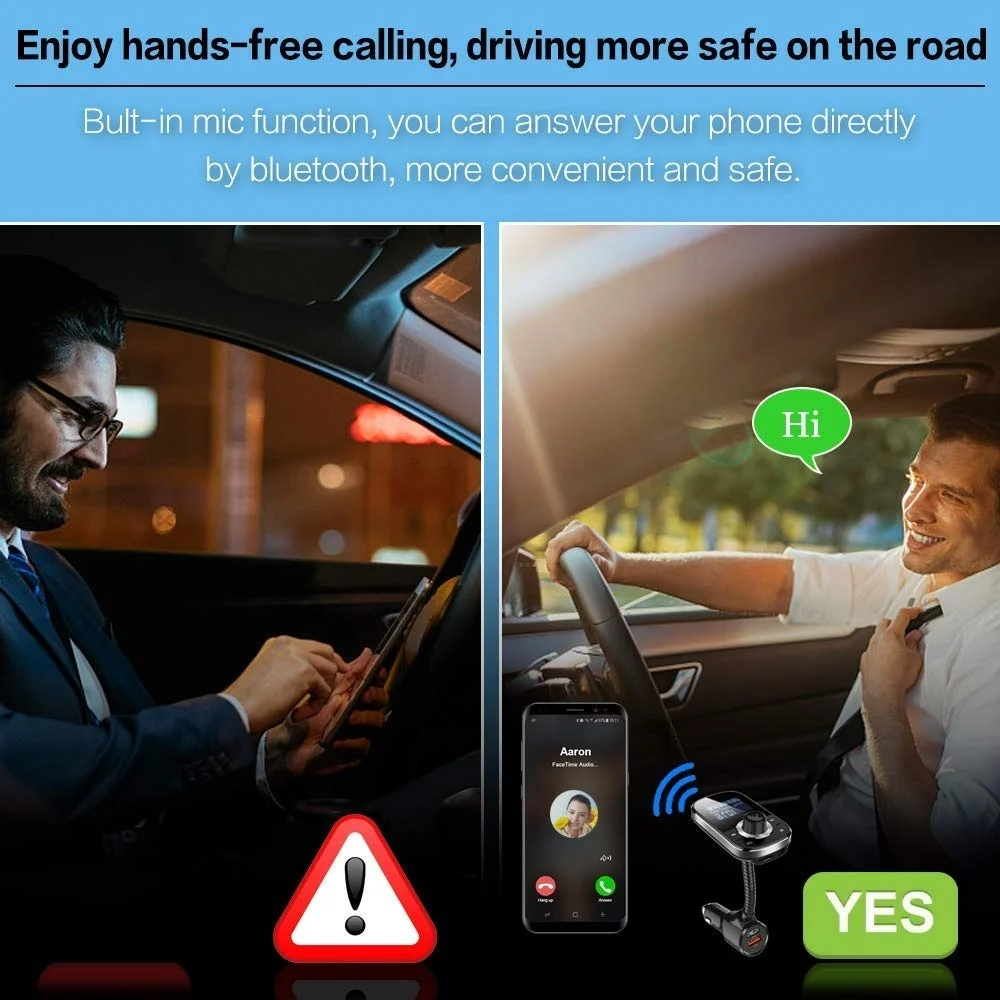 SRUIK беспроводной автомобильный Bluetooth fm-передатчик радио адаптер автомобильный комплект двойной USB быстрая зарядка AUX вход TF карта громкой связи