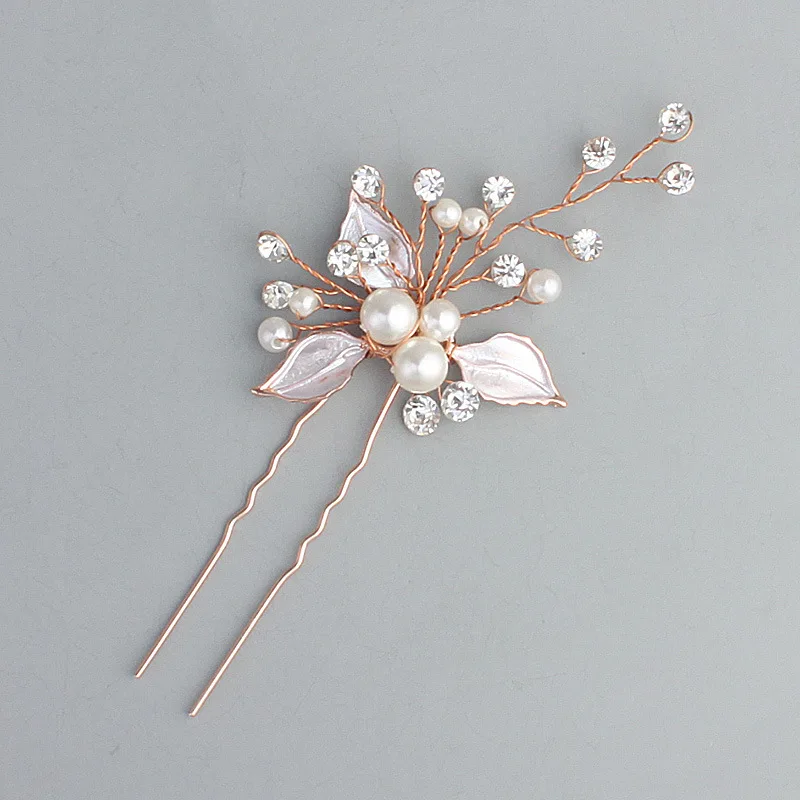 Wedding Women Bridal Crystal Pearl Hairpin Stick Hair Clip Accessories Bride Headdress Purely Handmade Leaf Needle | Украшения и