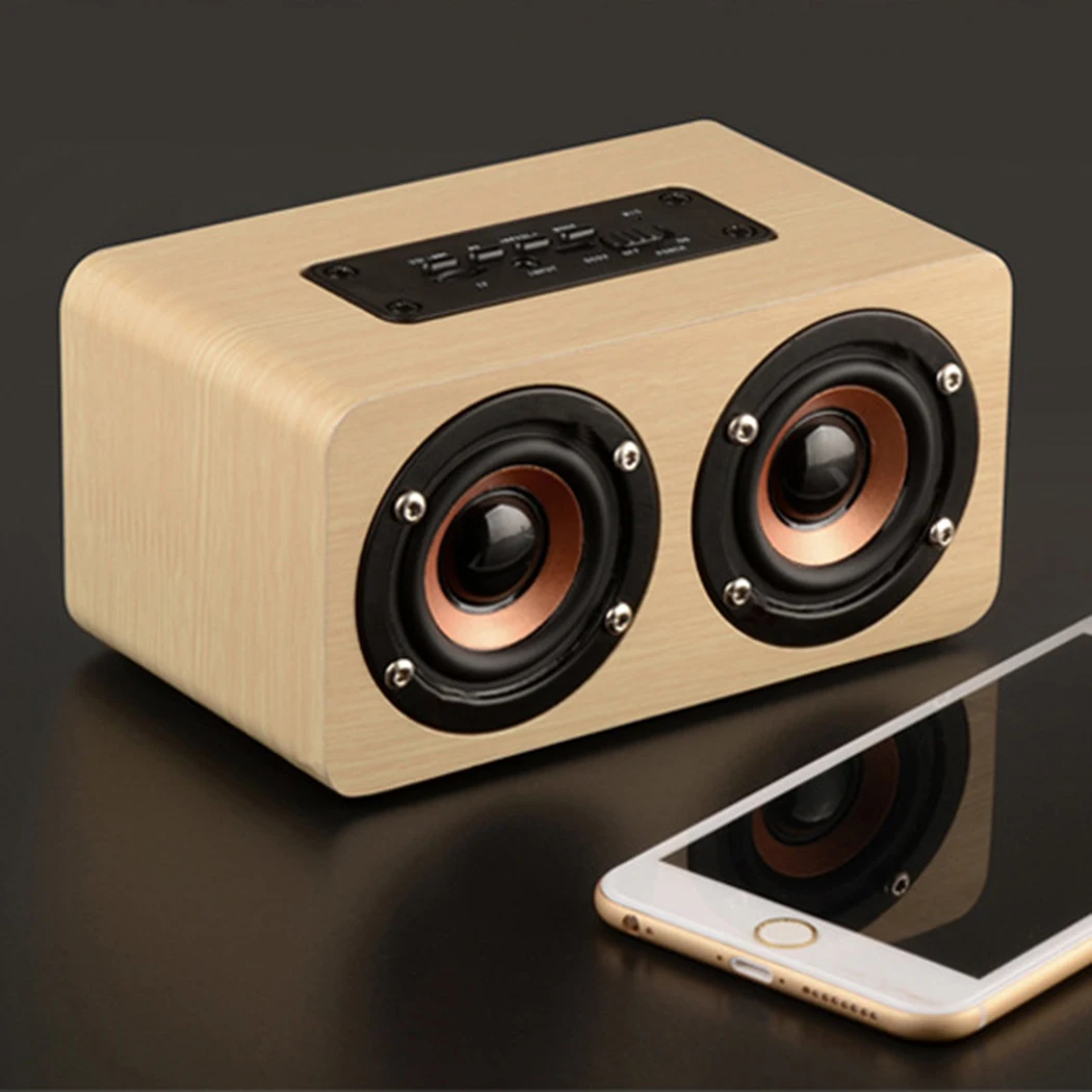 Bluetooth Беспроводной с Hands Free карты памяти AUX IN Динамик Ретро древесины HIFI 3D двойной