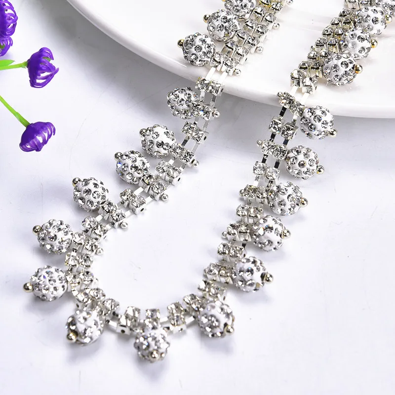 1 ярд/лот жемчужная прозрачная кристальная стразы прямая цепочка отделка