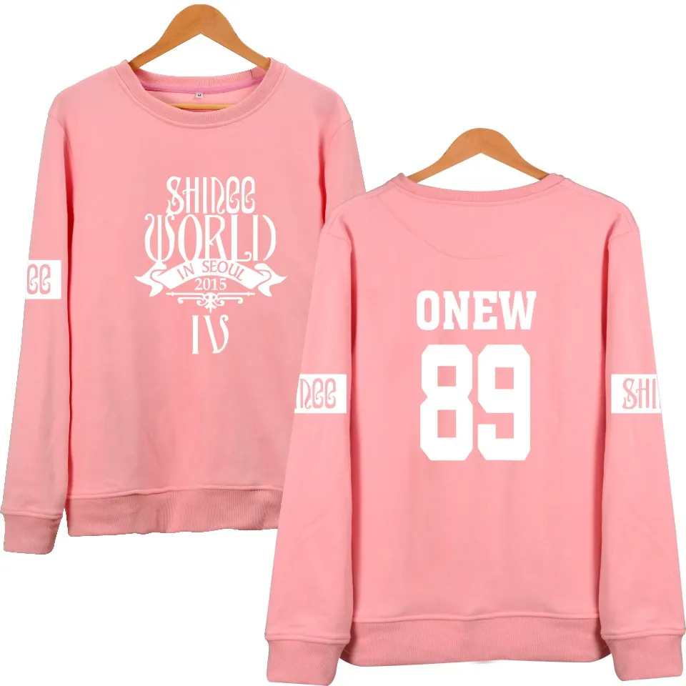 WEJNXIN Shinee Kpop Fans поддерживающие толстовки для женщин и мужчин Унисекс Пуловер С Круглым Вырезом Флисовая Толстовка Harajuku Розовая Толстовка