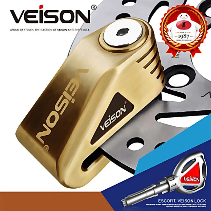 VEISON New Security Protect Anti Motorcycle Thief Electric Motobike Bike Motocross Scooter Wheel Brake Disc Lock Zinc Alloy DX9 |