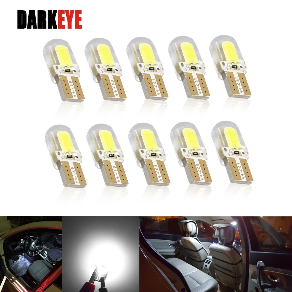 Светодиодсветодиодный лампы T10 LED W5W 194 168 автомобильная лампа COB силиконовые