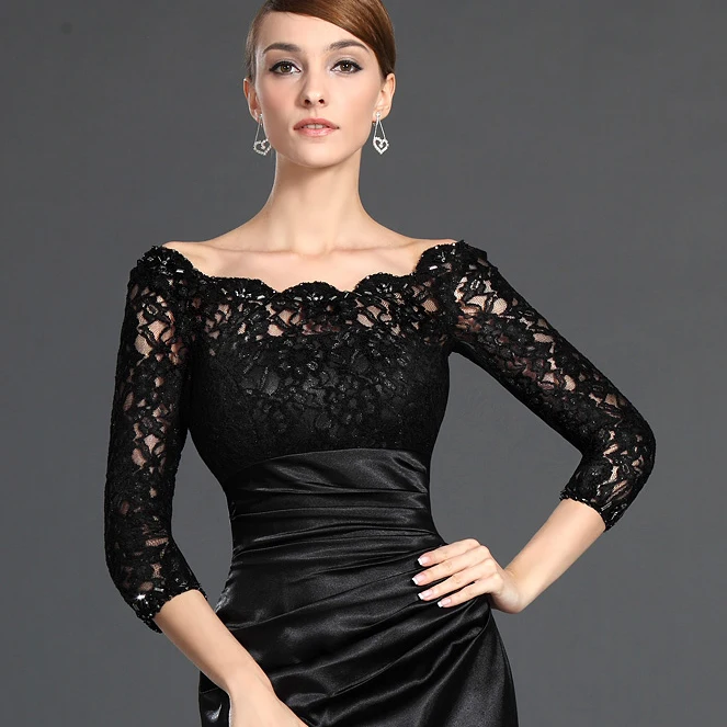 Платья для выпускного вечера 2019 Ever Pretty с рукавом три четверти кружевное Тюлевое