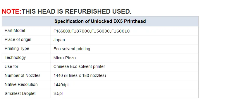 Гарантия 98% насадка ок восстановленная используется DX5 Печатающая головка для Epson F186000, F160010, F158000, F187000