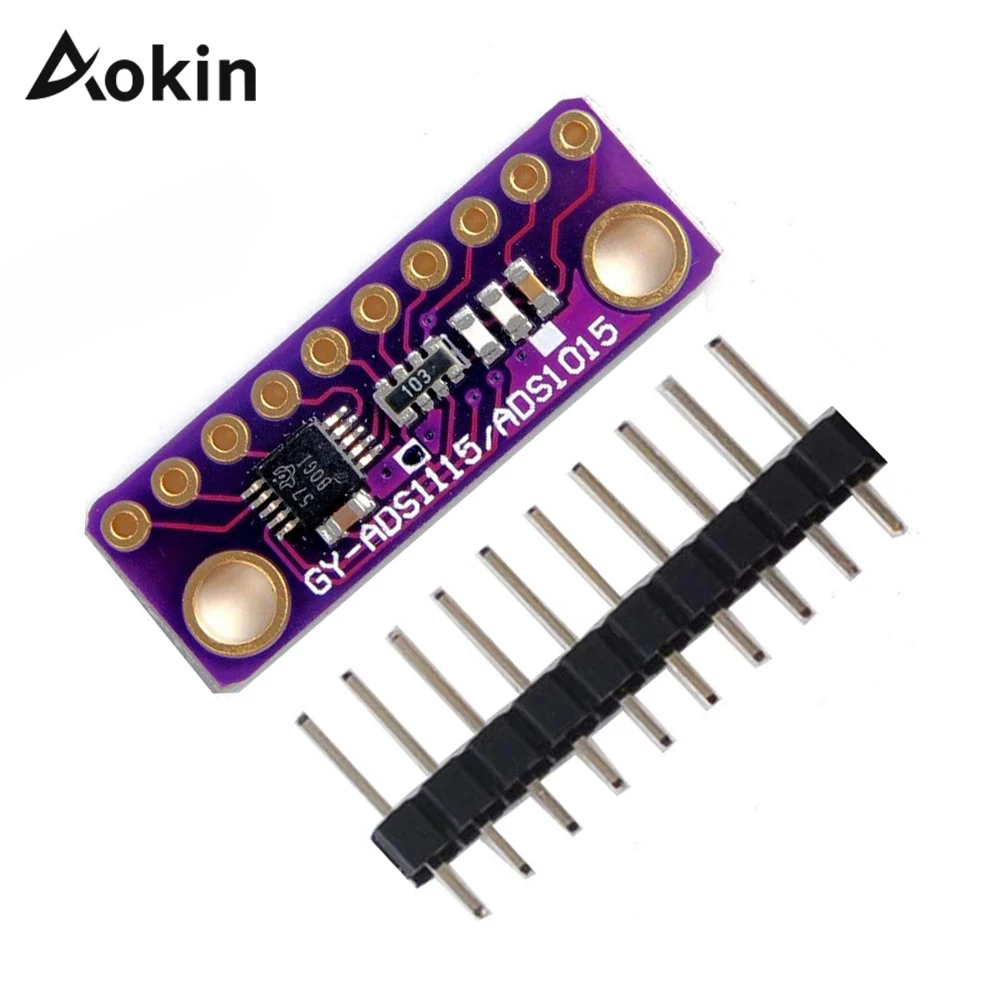 Aolin Новый 16 бит I2C 4 CH ADS1115 / ADS1015 модуль макетная плата ADC фиолетовый для