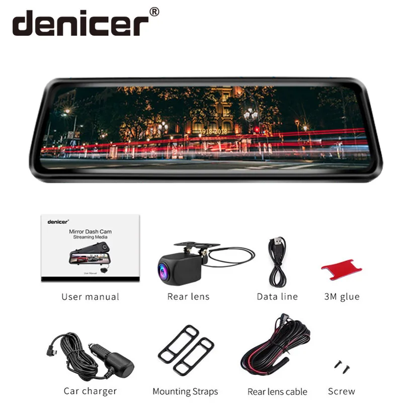 Denicer Автомобильная Dvr камера 9 35 &quotпотоковое зеркало заднего вида