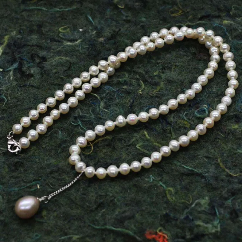

fine 9mm drop pendant 4.5mm white freshwater pearl necklace