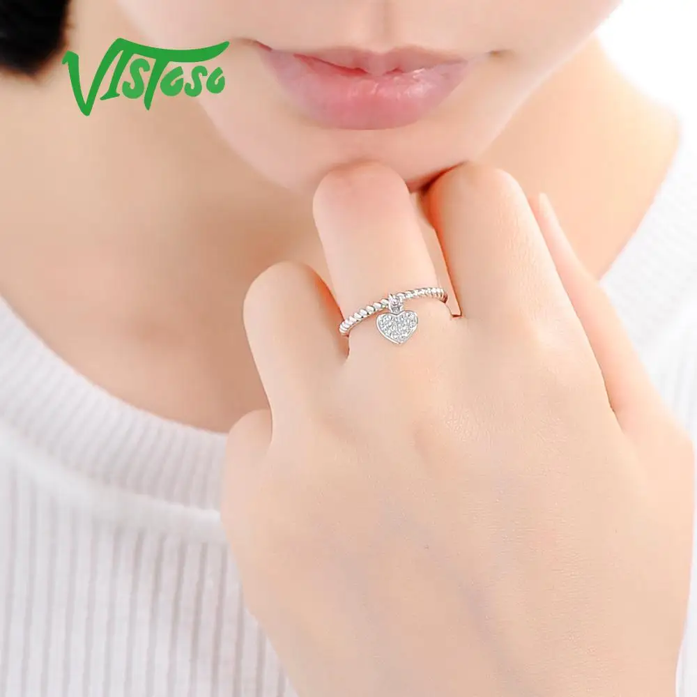 VISTOSO Серебряное кольцо для Для женщин 925 пробы серебро сердце женщины кольца