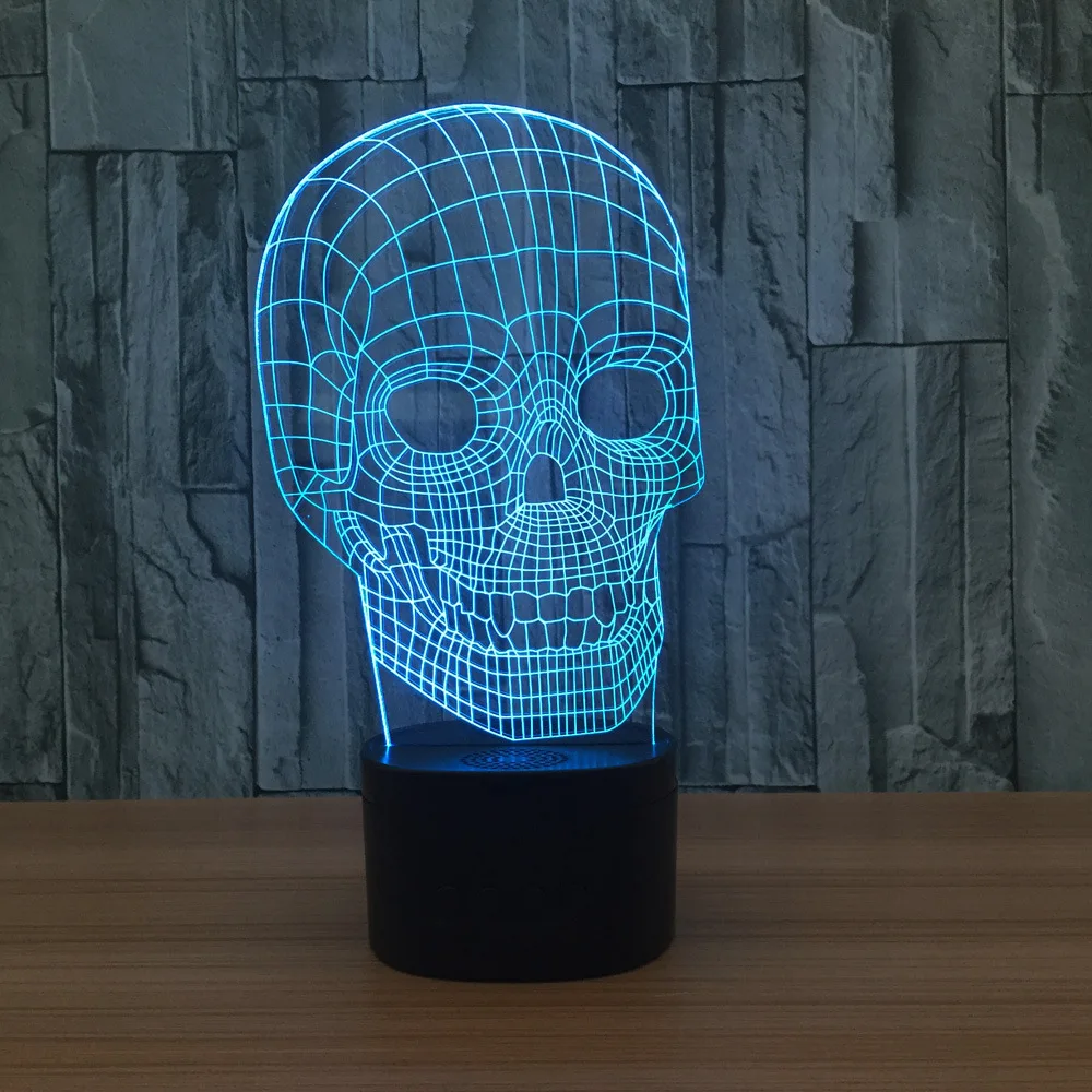 Newet Bluetooth динамик стиль с черепом 7 цветов изменить 3D стереовидение ночник для рабочего стола музыкальный плеер ночник
