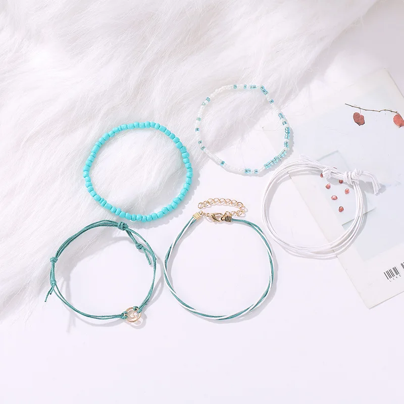 5 шт./компл. Boho Новый ручной работы многослойный набор бакелет синие Бусины