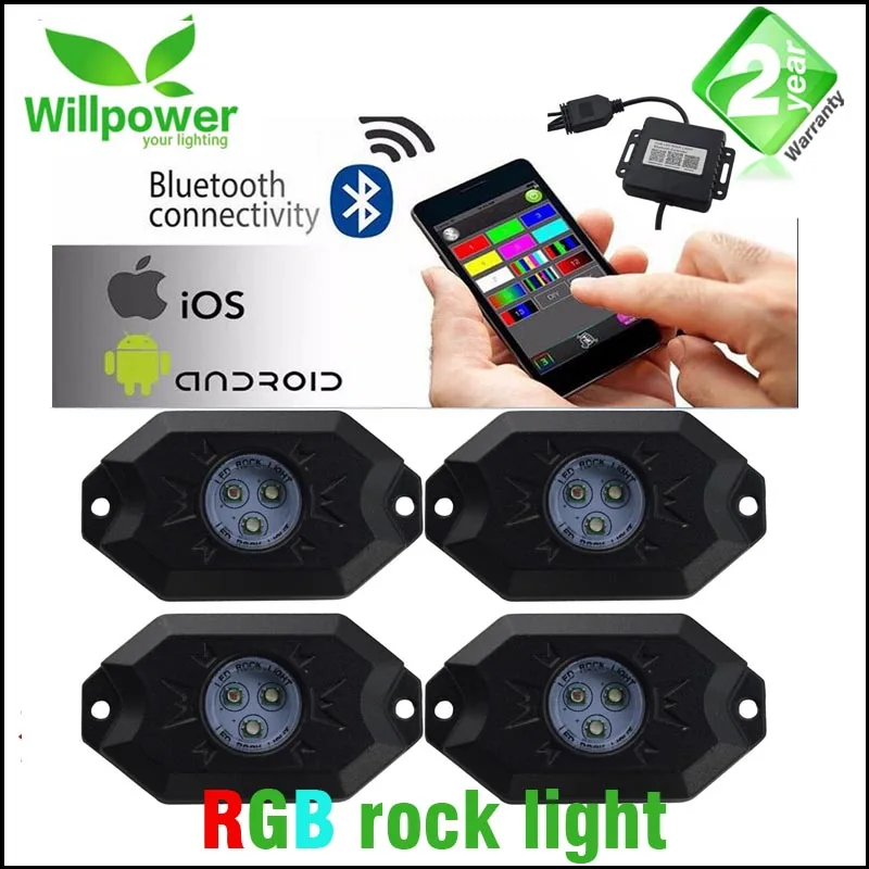 Меняющий цвет 4 PODS 8 Водонепроницаемый Bluetooth пульт дистанционного управления RGB 9W