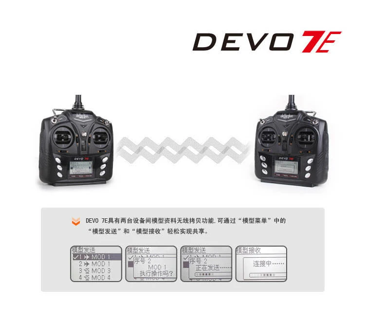 Walkera DEVO 7E 2,4G 7CH DSSS Радиоуправляемый передатчик для радиоуправляемого вертолета самолета Модель 1 и модель 2
