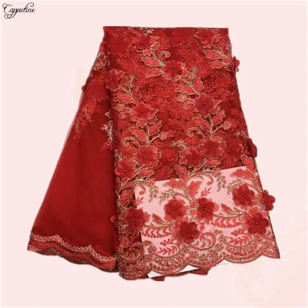 Amazing party dress cloth with 3D flower beaded french tulle lace fabric for lady KN39(5yards/lot) | Дом и сад