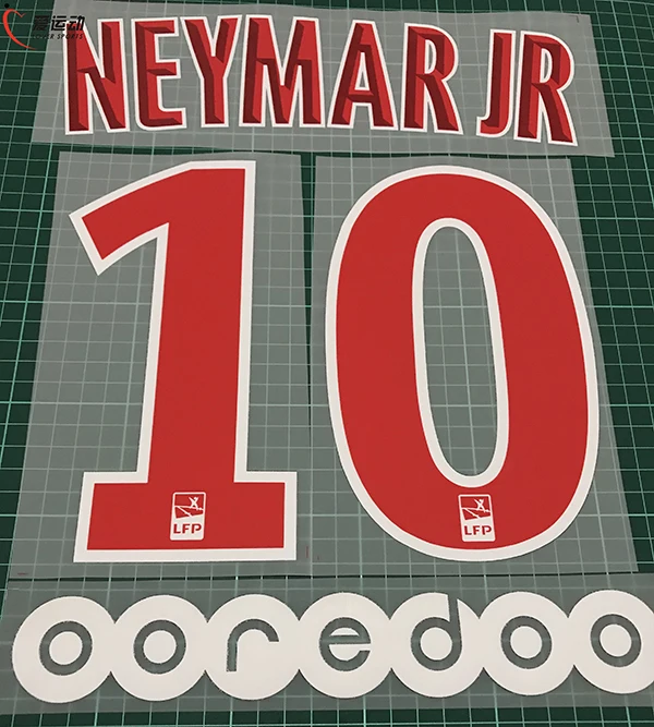 2018 19 NEYMAR JR #10 набор с номером домашнего имени + Ligue 1 Чемпион патч OOREDOO Париж Неймар