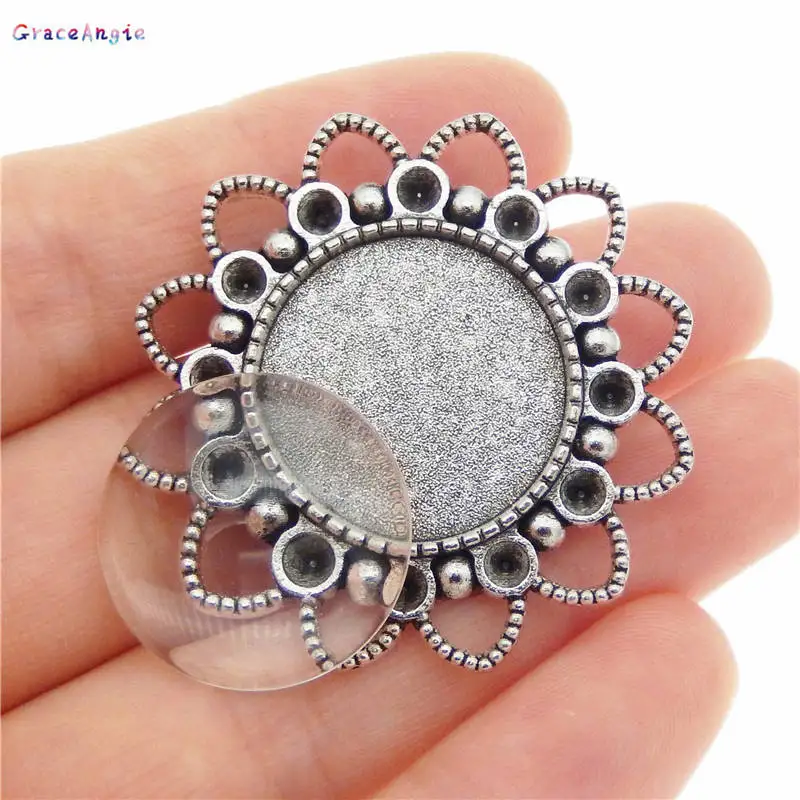 

2 комплекта, стеклянная круглая брошь с кабошоном, 20 мм